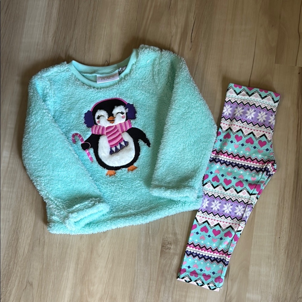 The Children's Place Mint Penguin Fleece Top